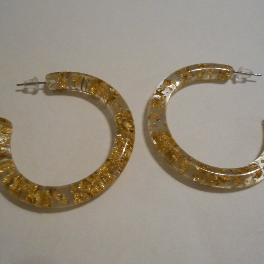 Gold Glitter Acrylic Hoop Earrings